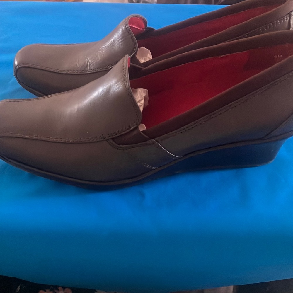 Women's brown Leather rsvp wedges 8m